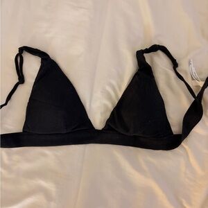 Black Triangle Ribbed Bralette - Women Intimates & Sleepwear